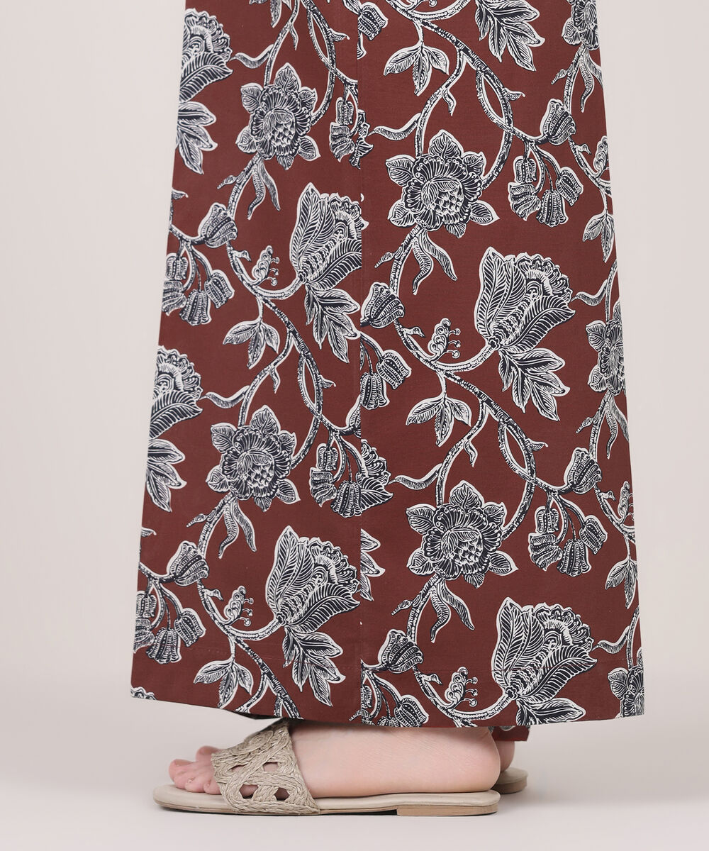 Women's RTW Cambric Red Printed Flared Pants