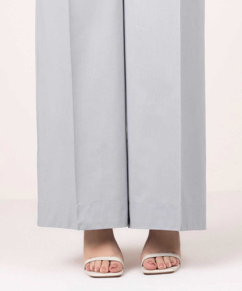 Women's RTW Cotton Viscose Solid Blue Culottes