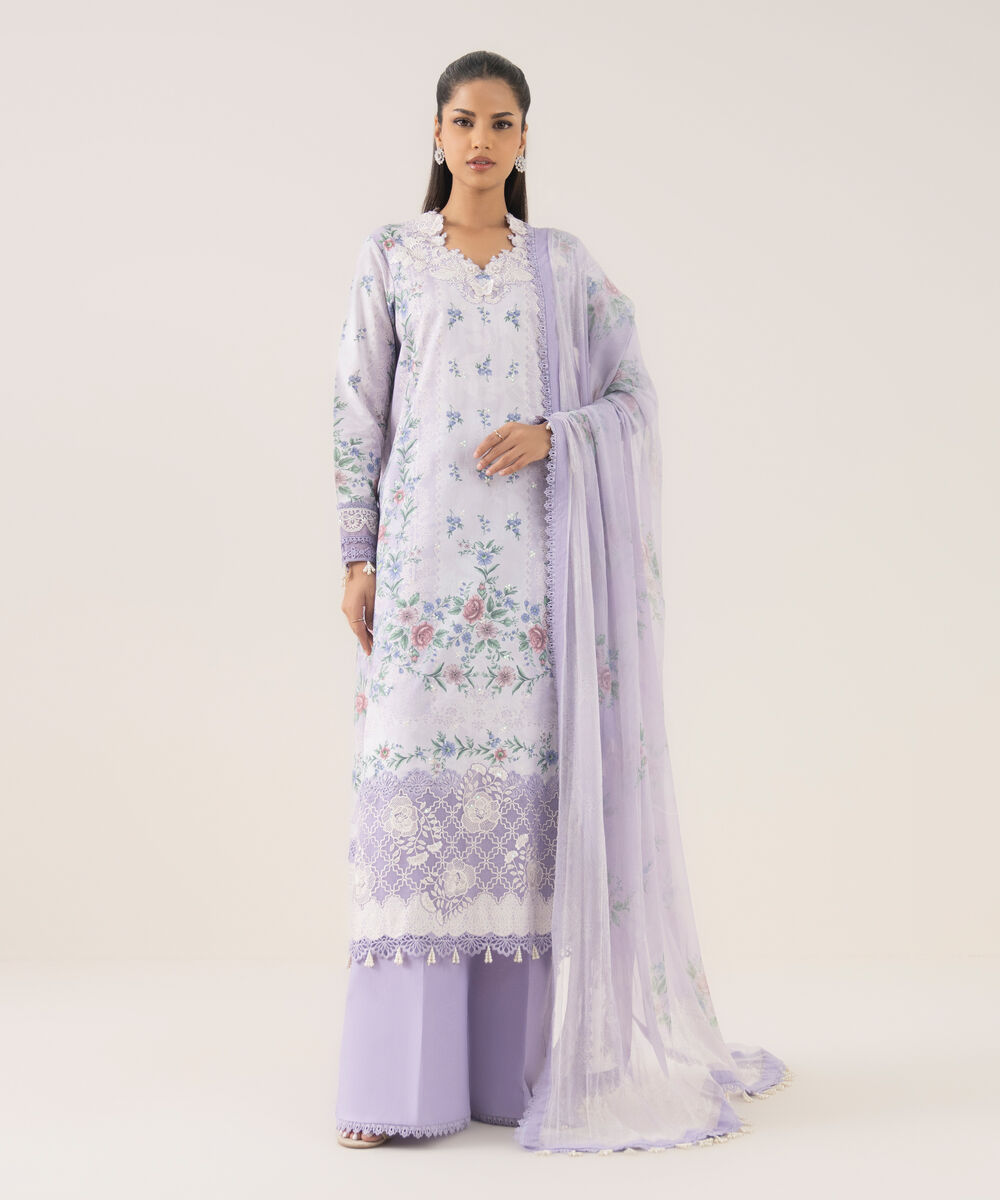 Women's Unstitched Pima Lawn Printed Three Piece Suit