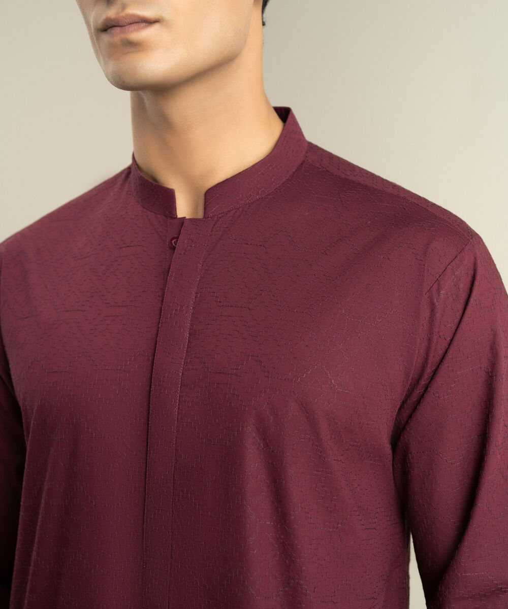 Men's maroon 100% Cotton Kurta Trouser