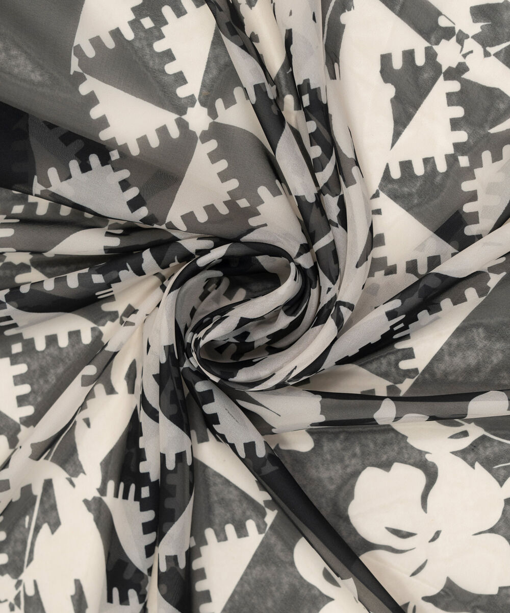 Blended Tissue Printed Cream White Dupatta