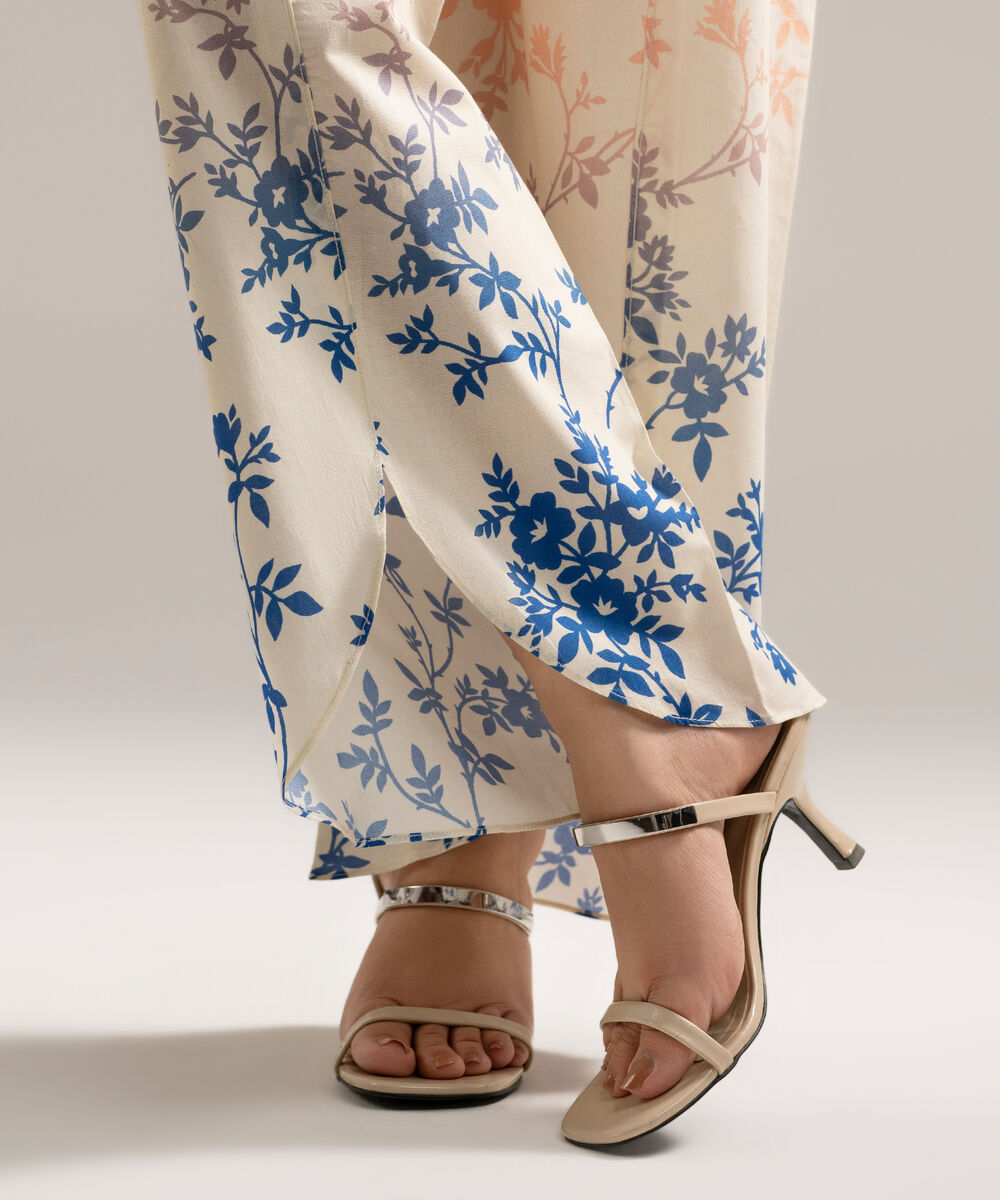 Women's RTW Cambric Printed Off White Culottes
