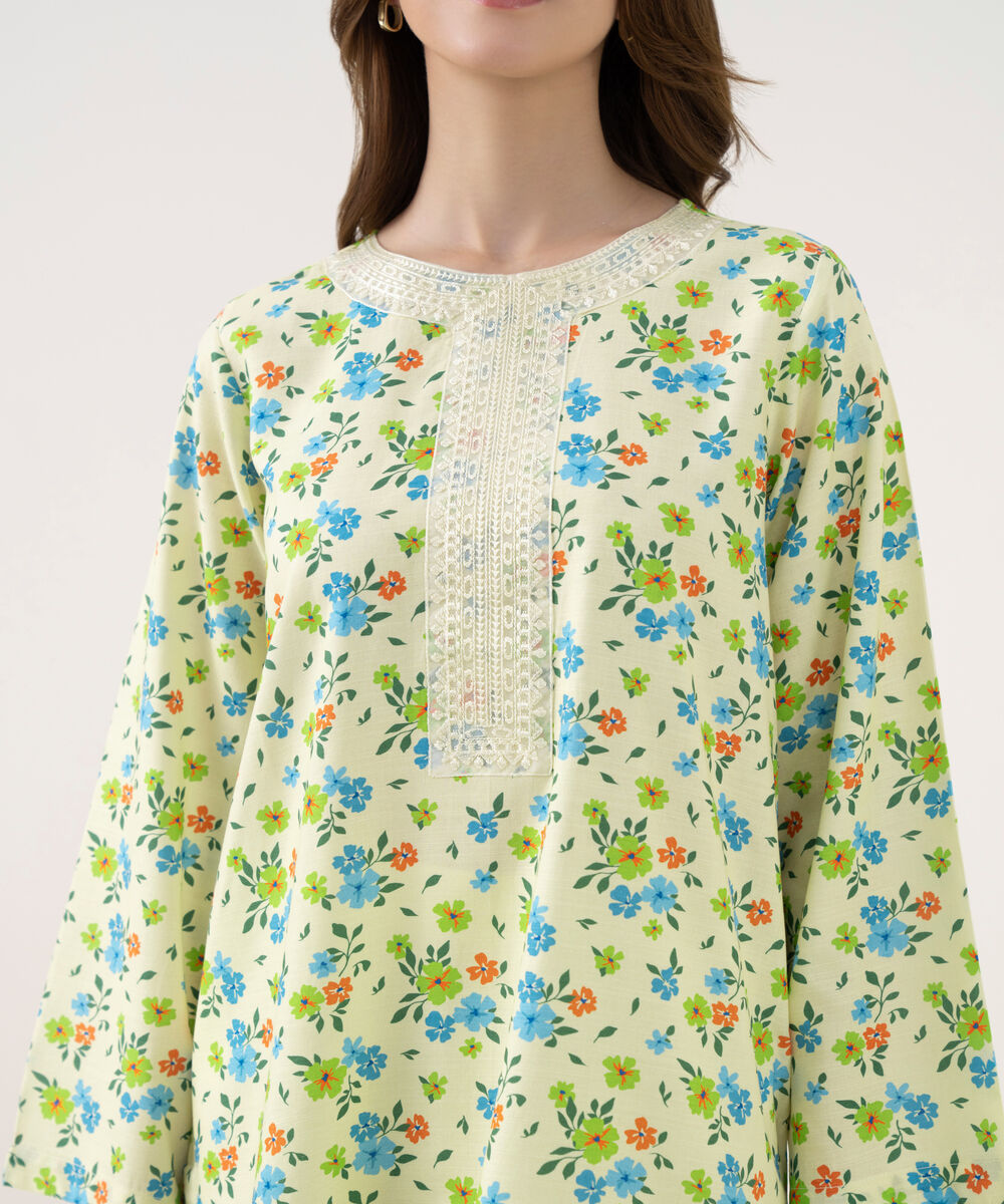 Women's RTW Cotton Viscose Embroidered Straight Multi Shirt