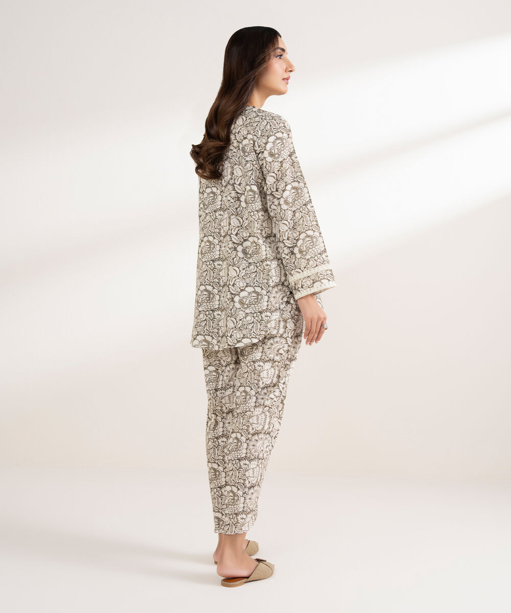 Women's RTW Light Khaddar Embroidered Straight Off White Shirt