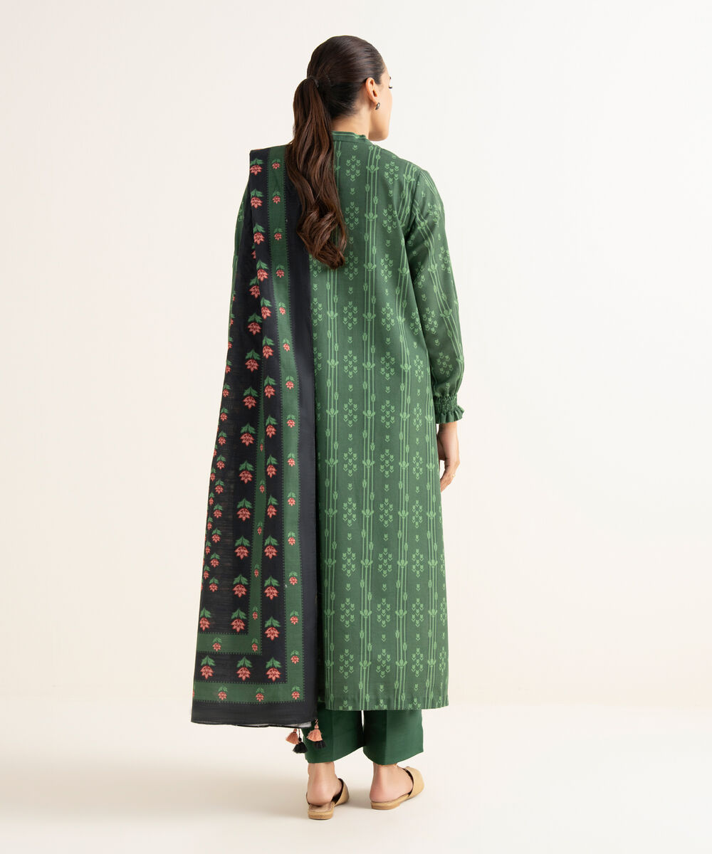 Women's Unstitched Lawn Printed Green 2 Piece Suit