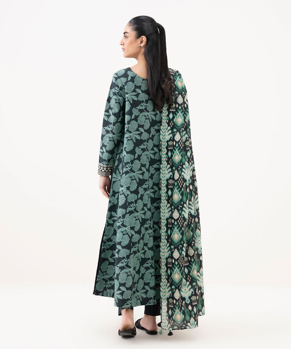 Women's Unstitched Light Khaddar Printed Blue 3 Piece Suit