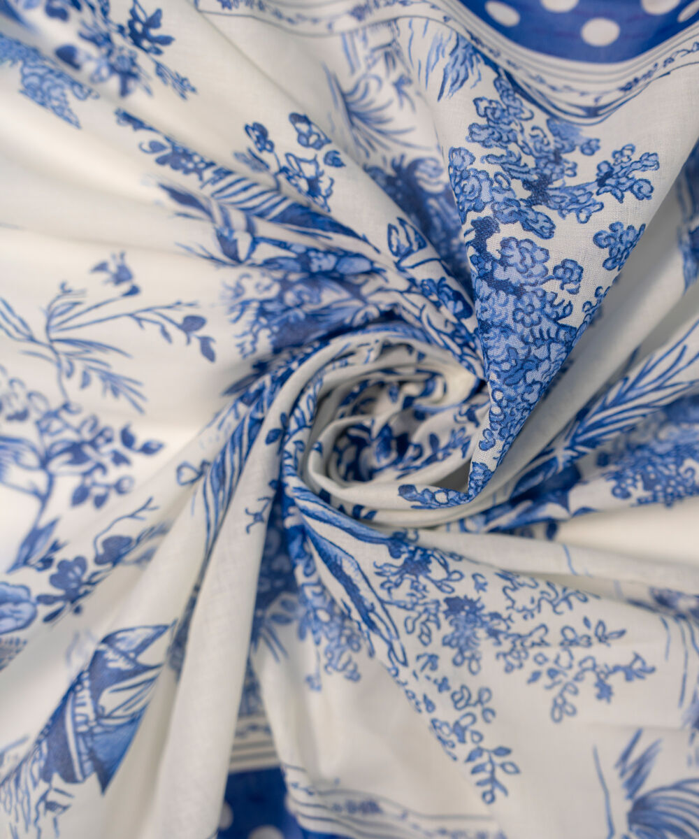Lawn Printed White Dupatta