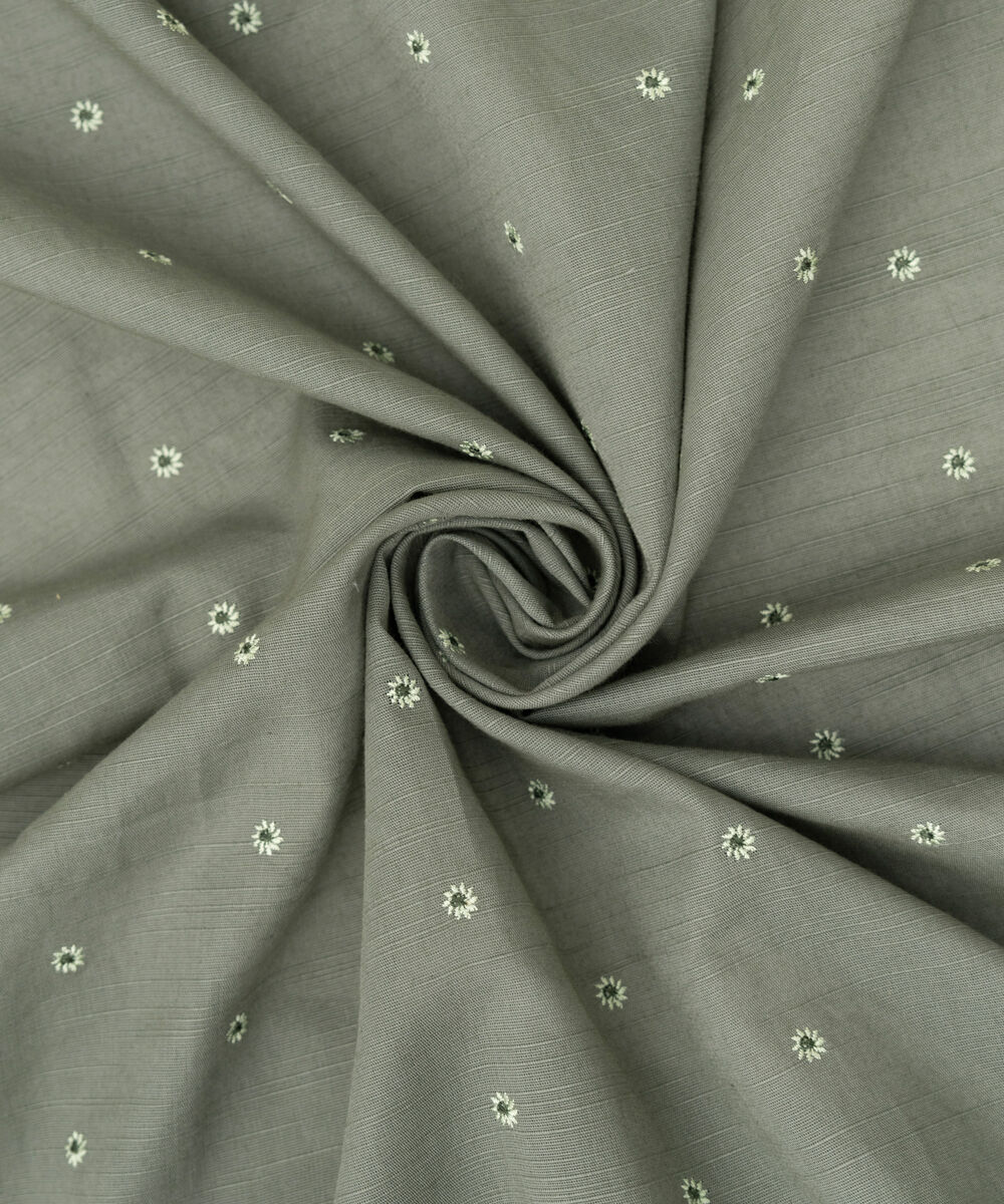 Textured Voile Embroidered Grey Dupatta