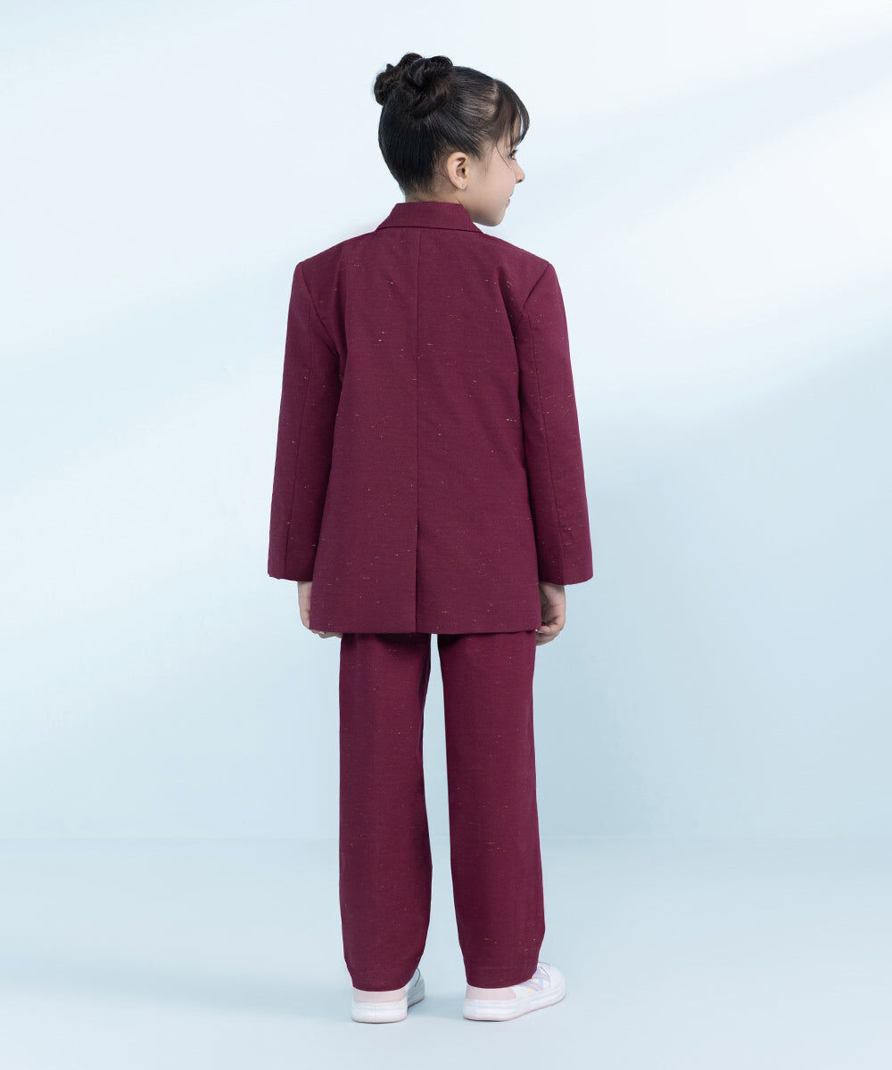 Kids Maroon 2 Piece Dyed Multi Neps Suit