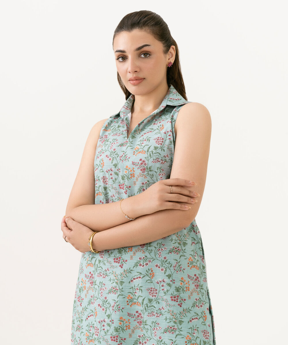 Women's Unstitched Light Khaddar Printed Blue 2 Piece Suit