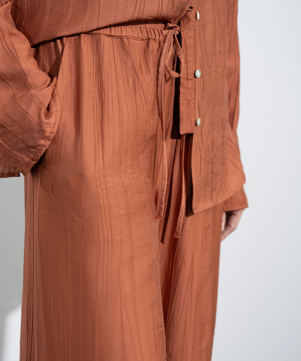Women's Western Rust Wide-Leg Textured Trousers