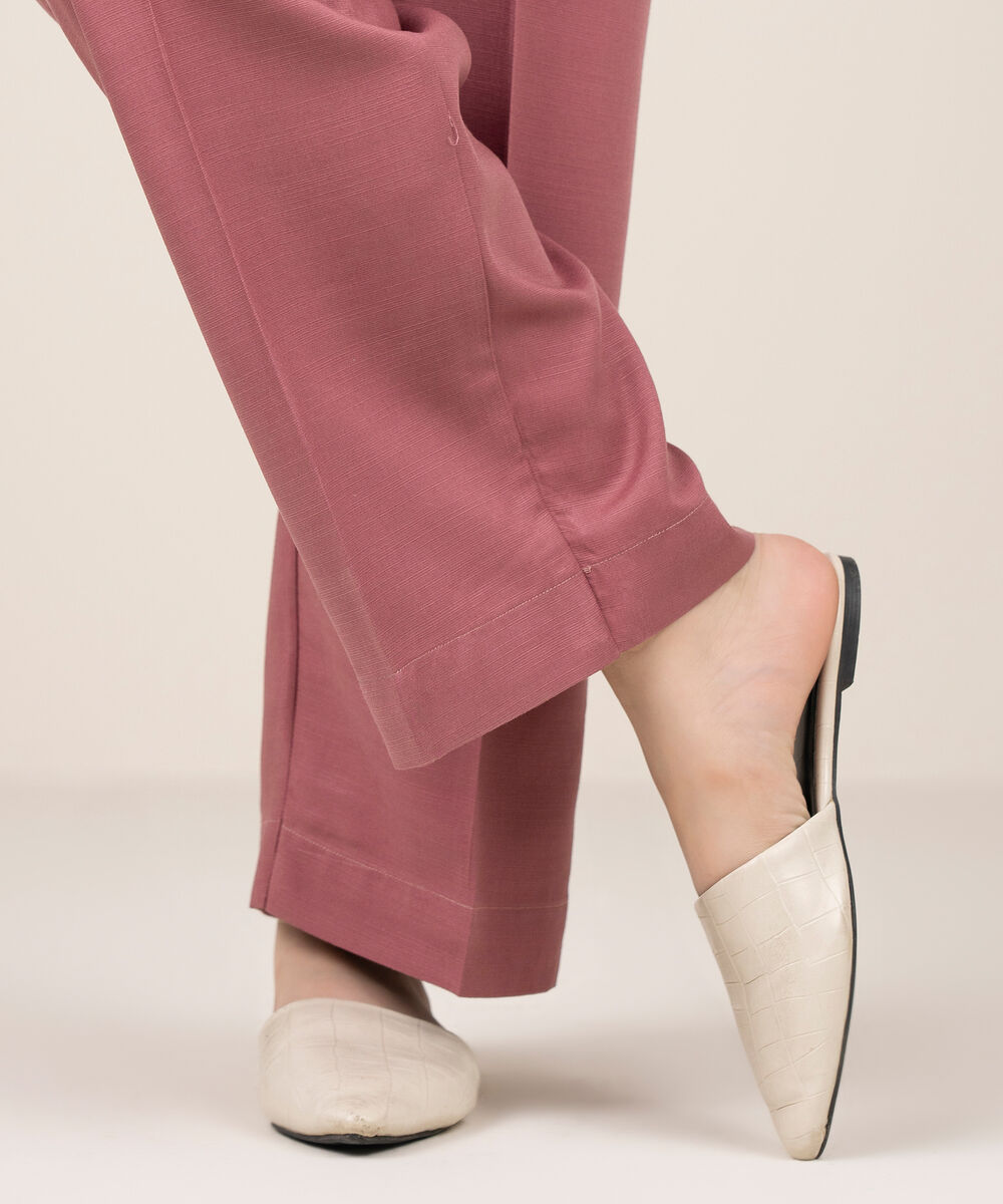 Women's RTW Herringbone Solid Mauve Straight Pants