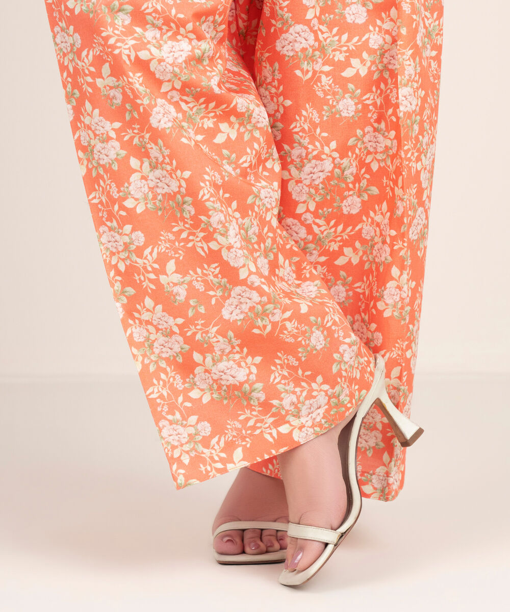 Women's RTW Cambric Printed Orange Farshi Shalwar
