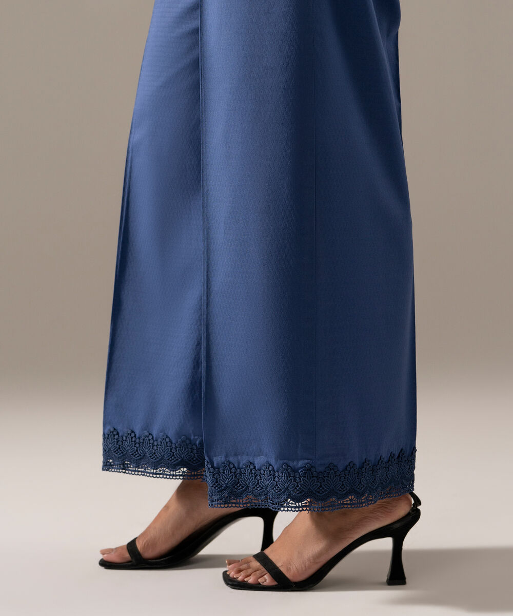 Women's RTW Dobby Solid Blue Culottes