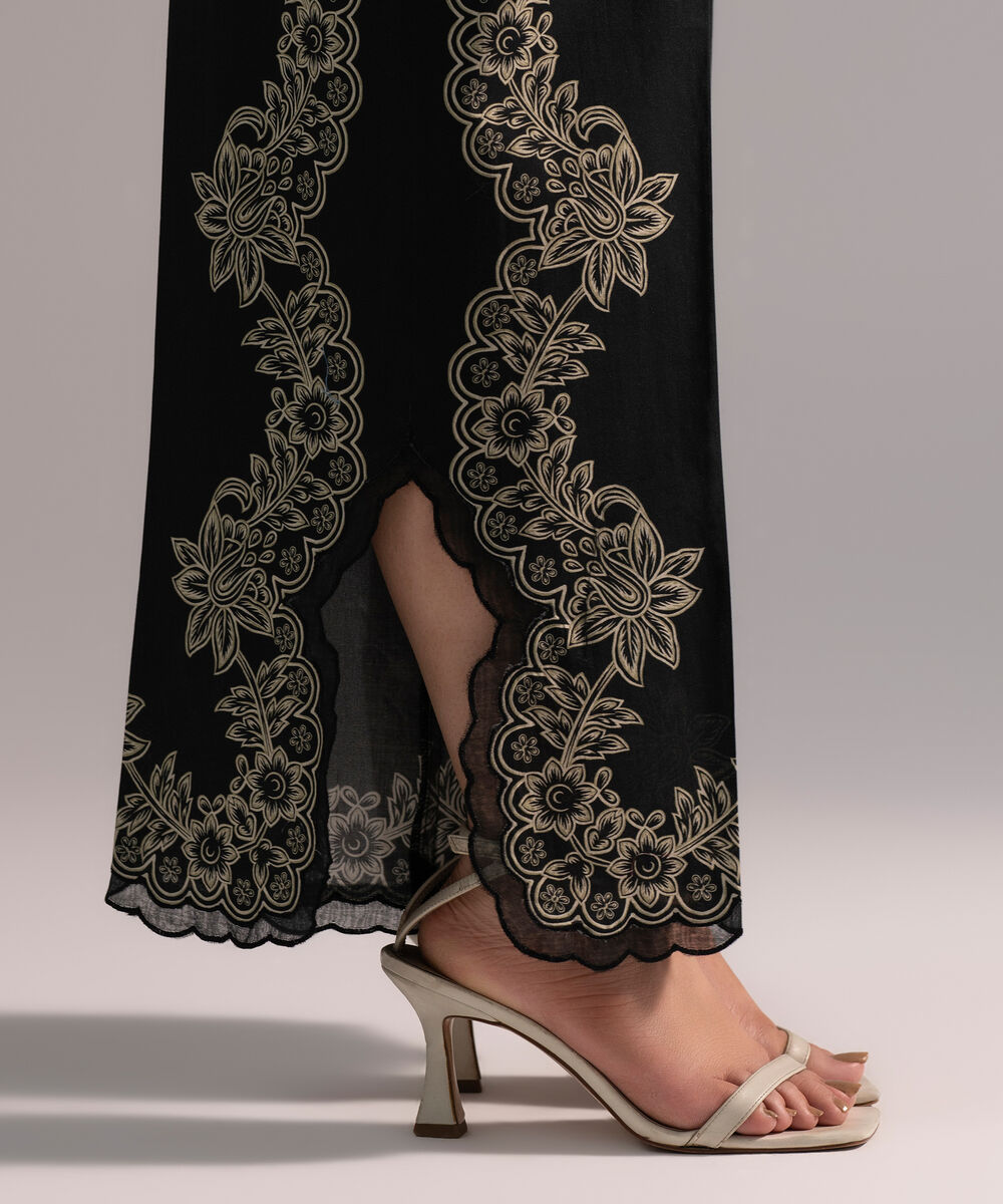 Women's RTW Cambric Printed Black Culottes