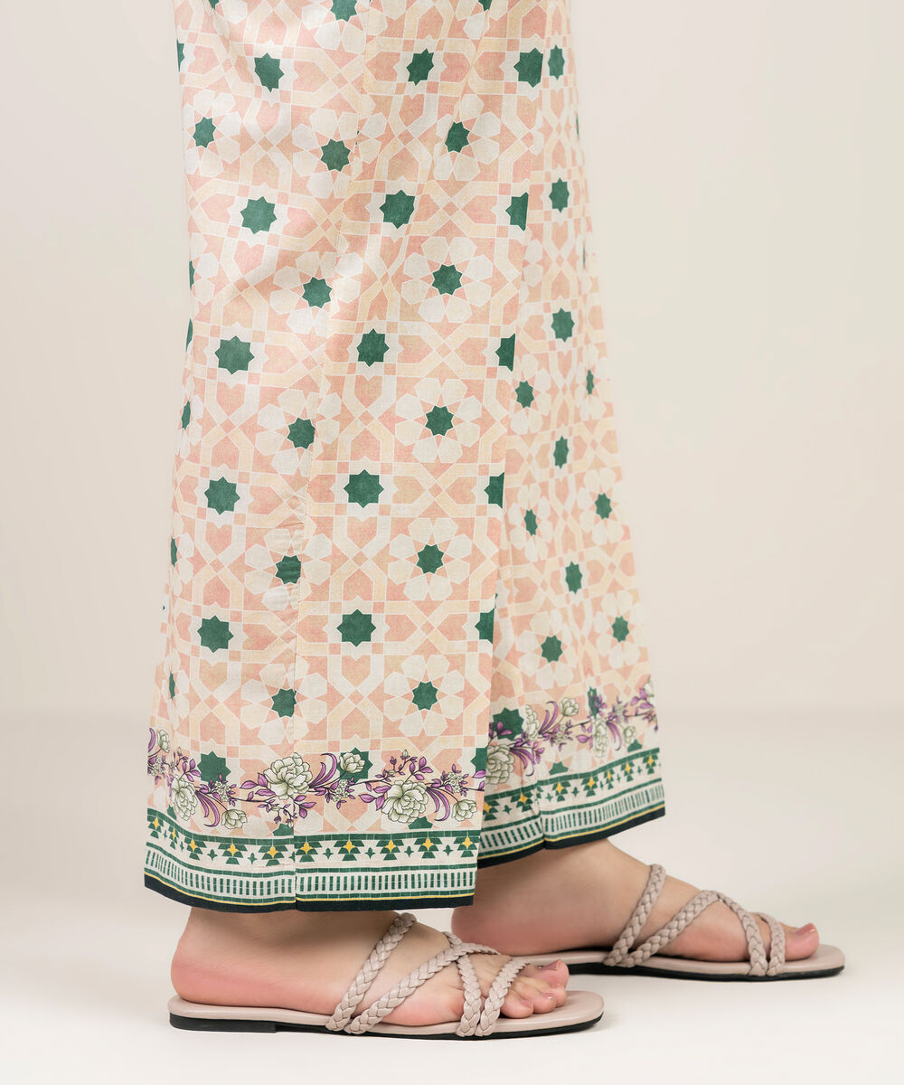 Women's RTW Cambric Printed Pink Straight Pants