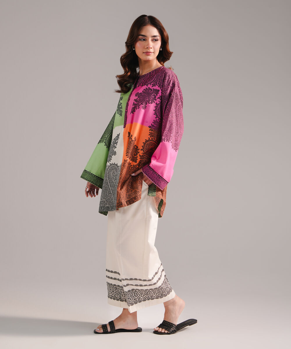 Women's RTW Cambric Printed Multi Straight Shirt