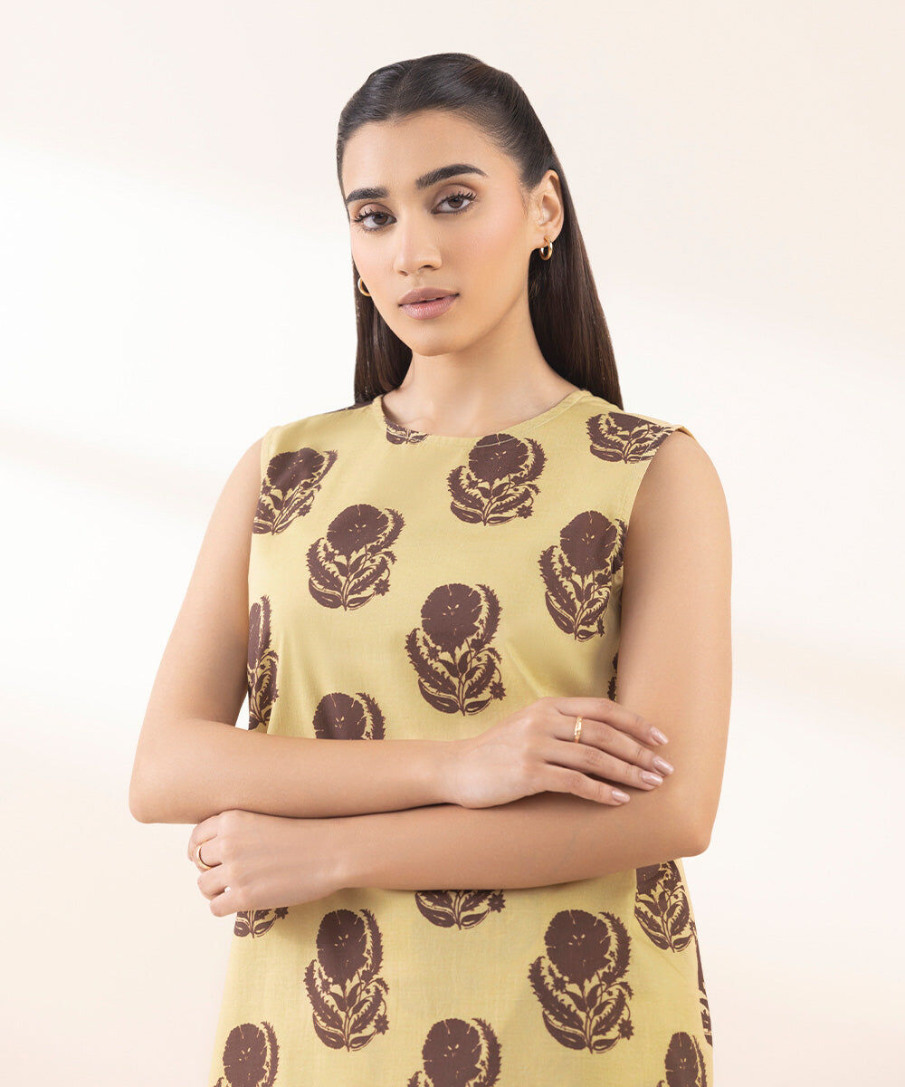 Woman - Beige Printed Cambric Shirt