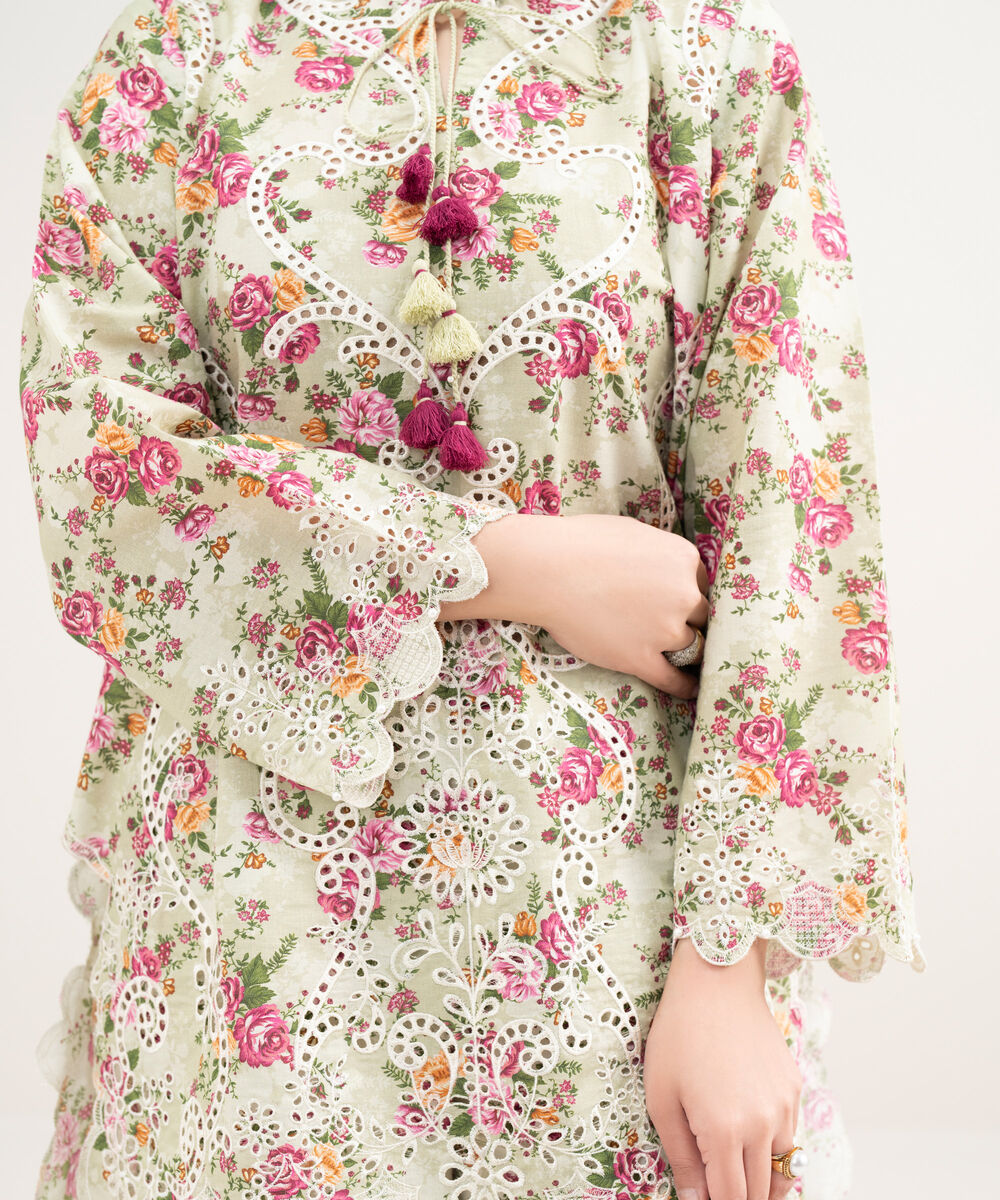 Women's RTW Zari Cotton Embroidered Multi Straight Shirt