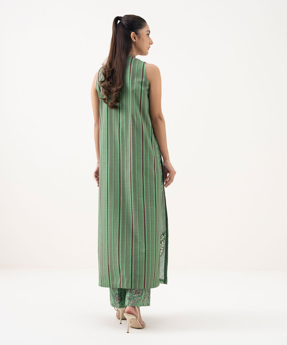 Women's Unstitched Light Khaddar Embroidered Green 2 Piece Suit