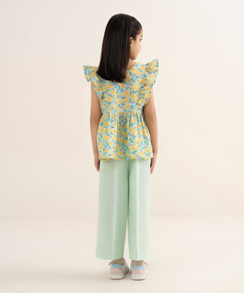 Girl's Khaddar Printed Mint Green 2 Piece Set