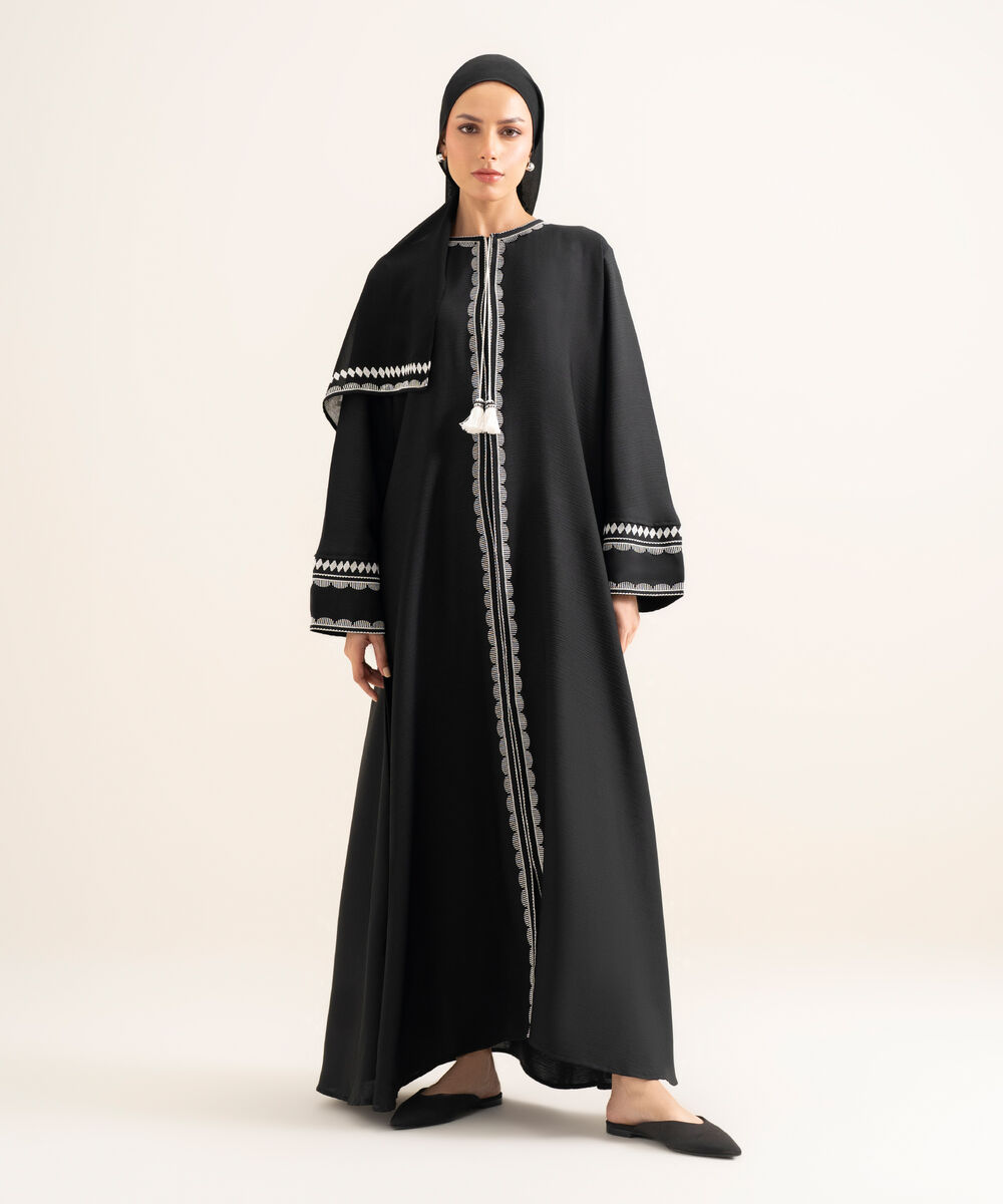 Women's Black Boho Abbaya Set