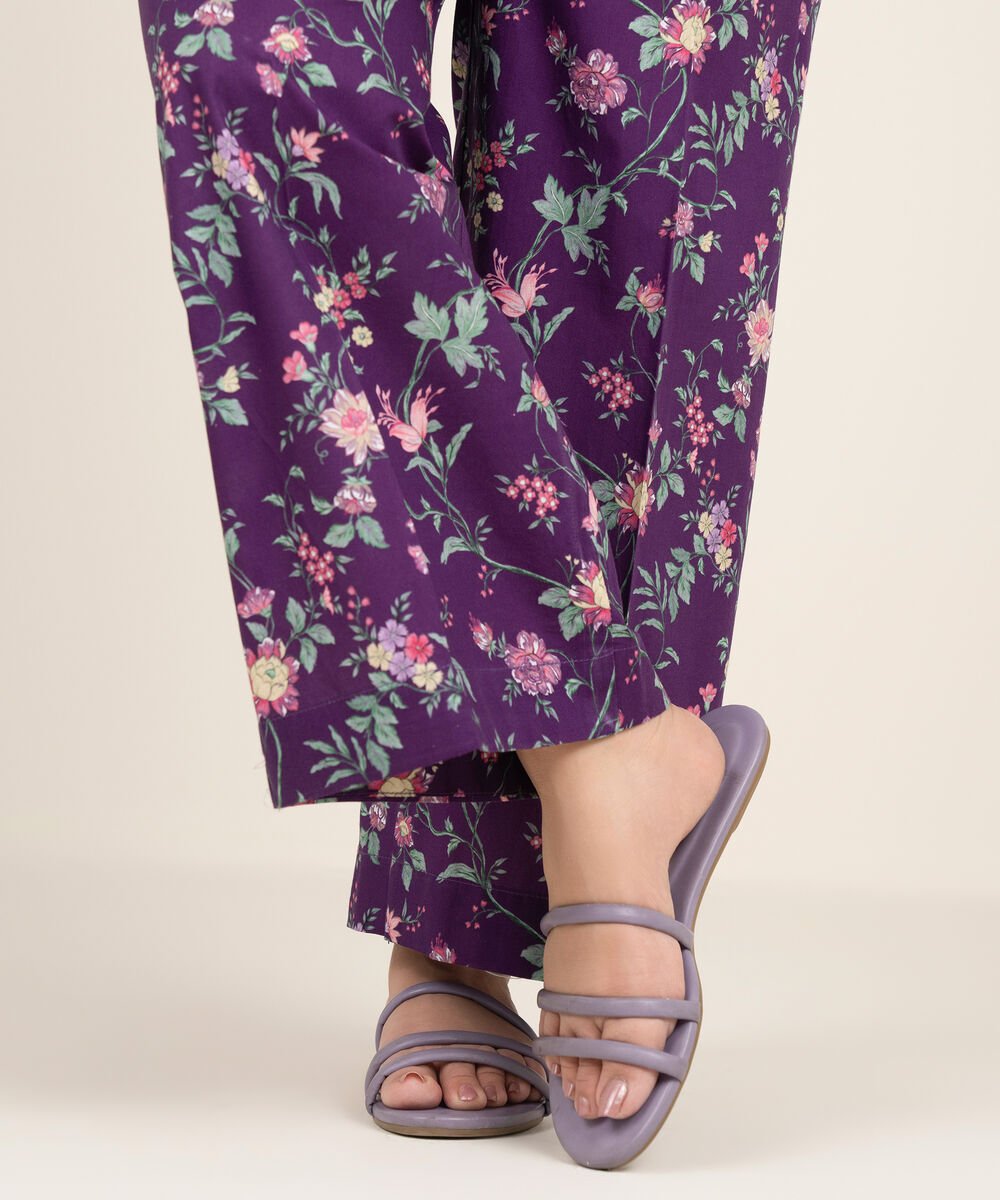 Women's RTW Cambric Printed Purple Culottes