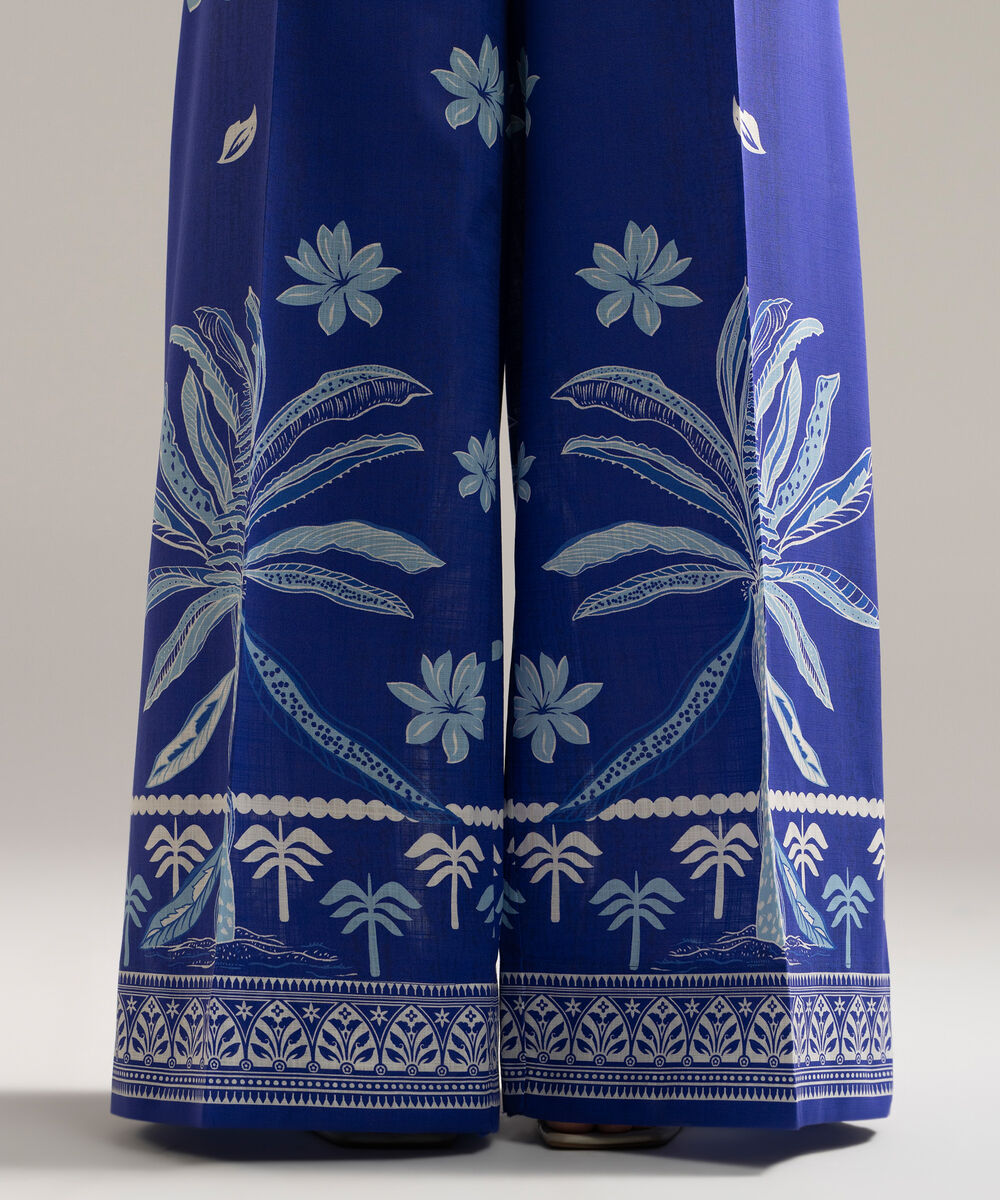 Women's RTW Cross Hatch Printed Blue Flared Pants