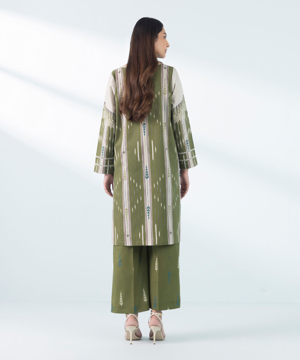 Woman - Green 2 Piece - Printed Cambric Suit