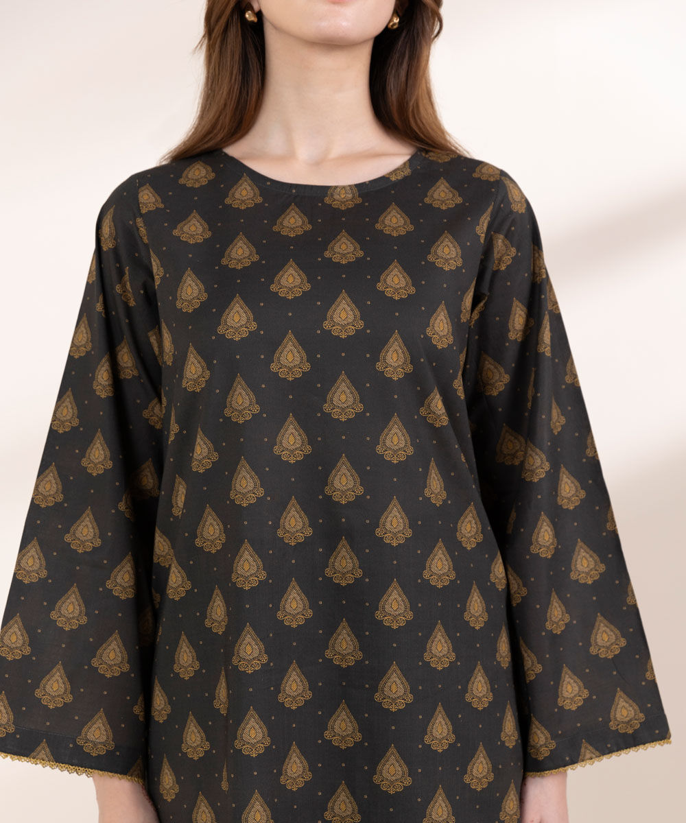 Women's RTW Cross Hatch Brown Printed A-Line Shirt