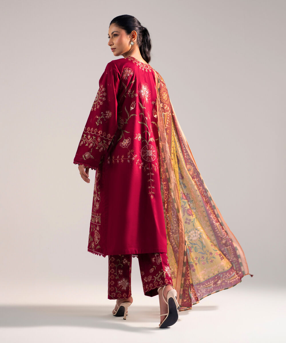Women's Stitched for You Textured Lawn Pink Embroidered 3 Piece Suit