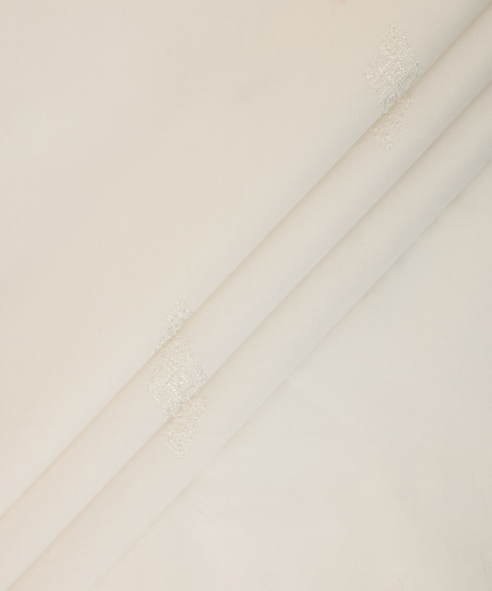 Men's Unstitched Cotton Schiffli White Kurta