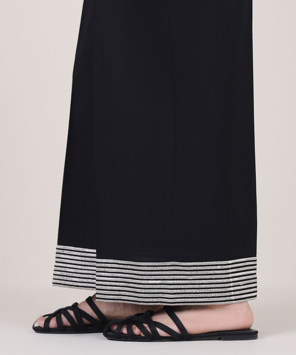 Women's RTW Cambric Black Embroidered Culottes