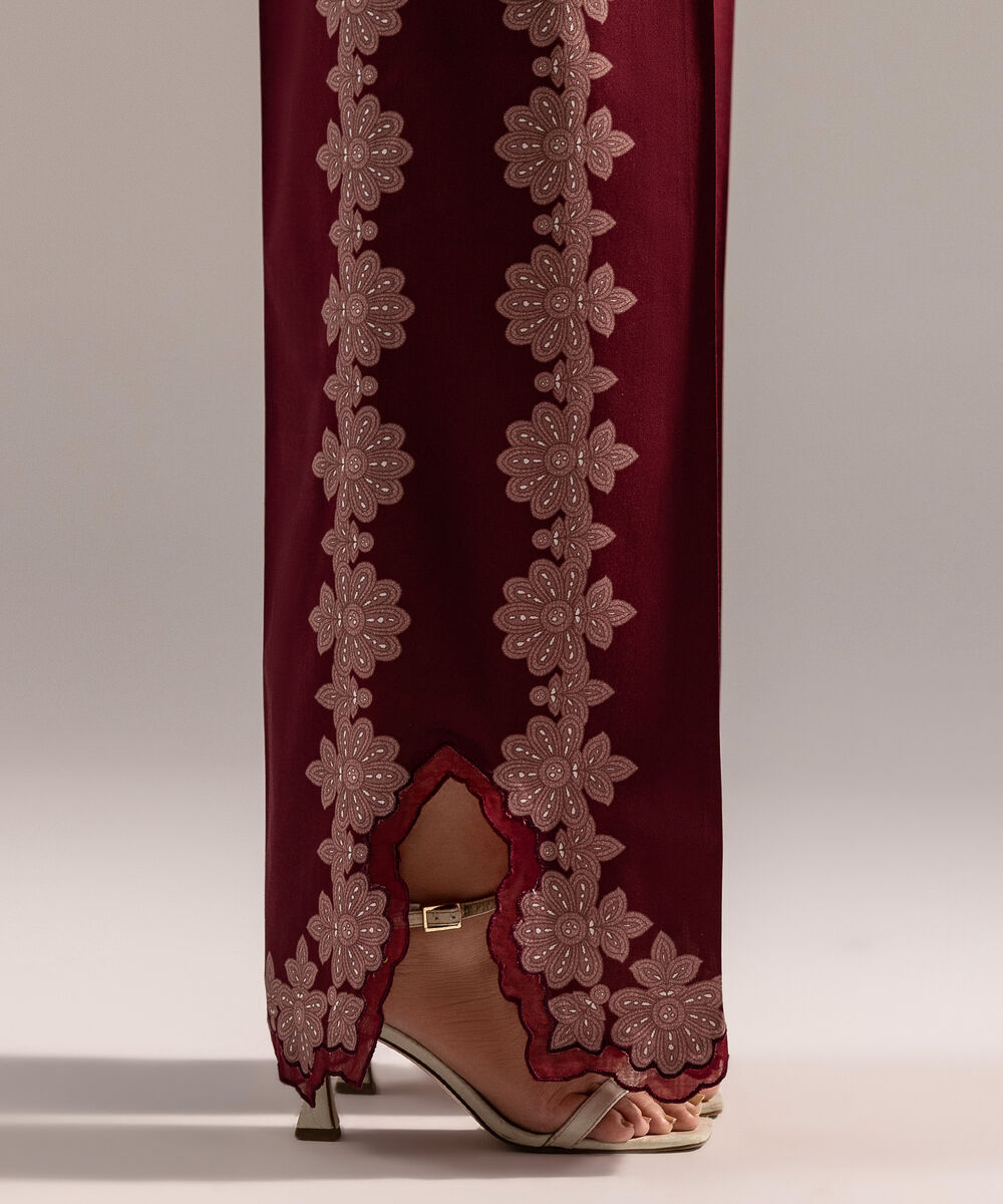Women's RTW Cambric Printed Maroon Culottes