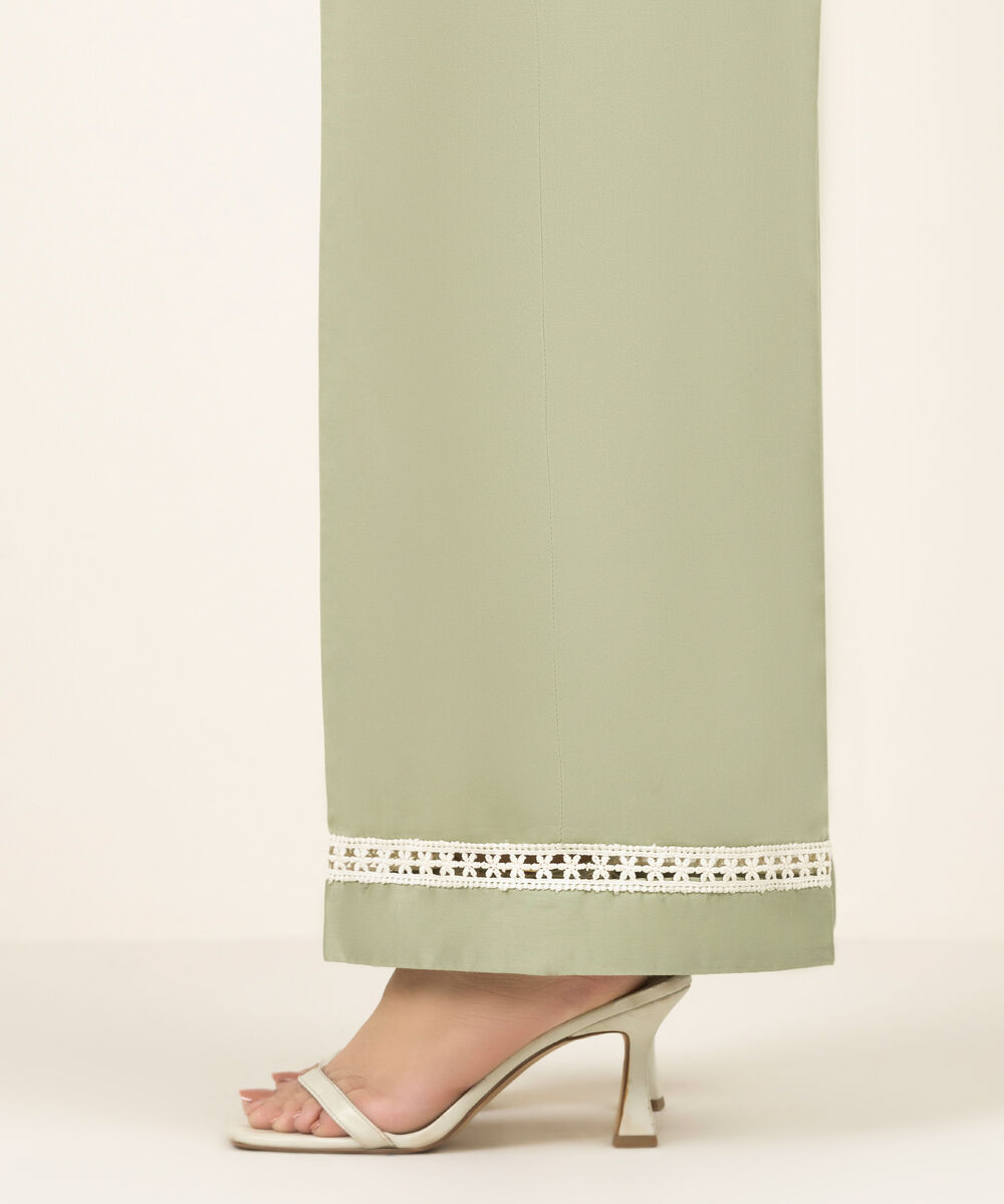 Women's RTW Cambric Solid Green Culottes