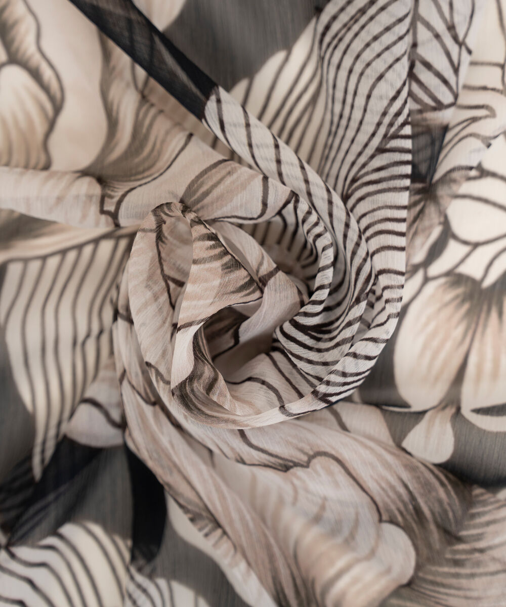 Blended Chiffon Black Printed Dupatta