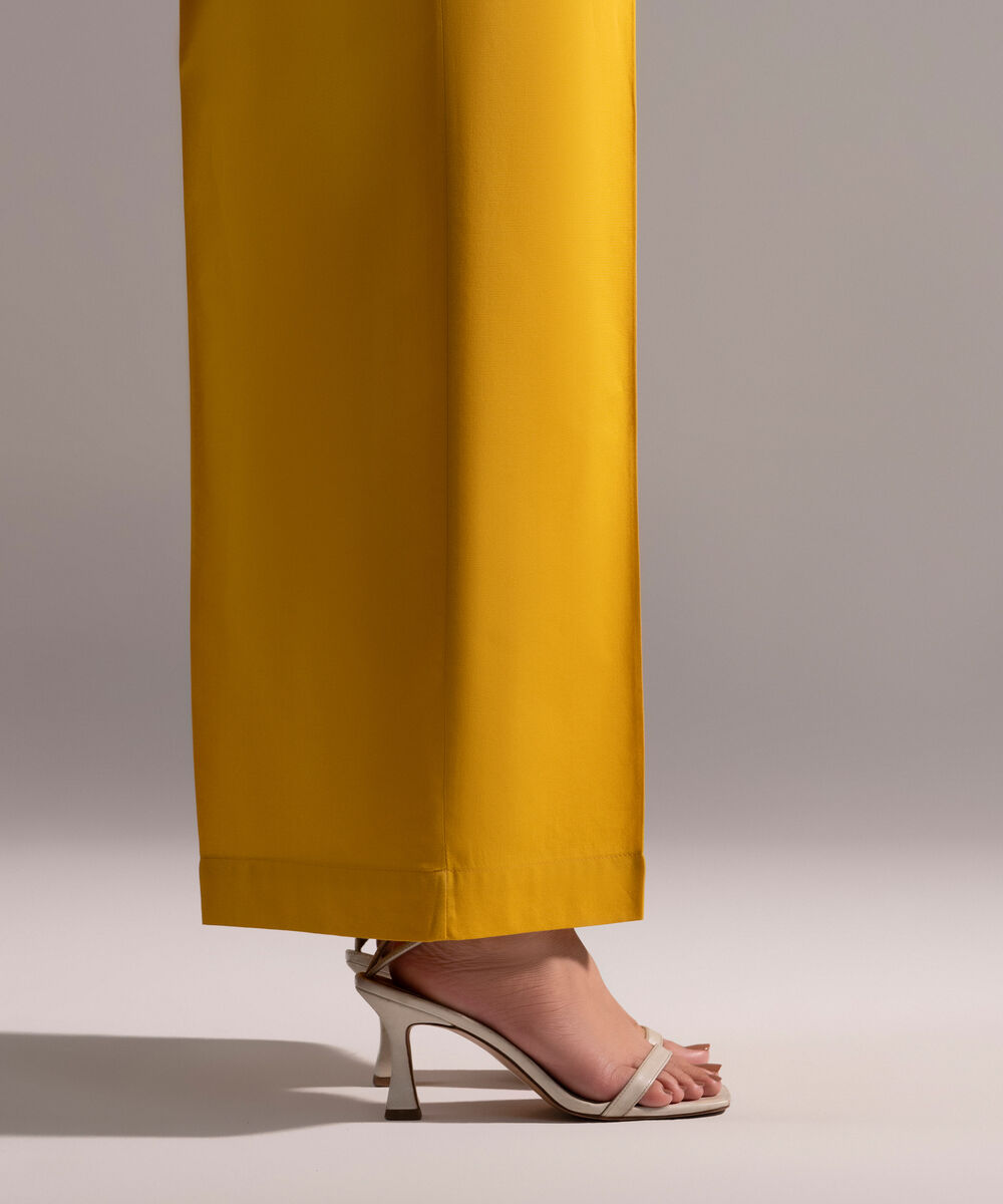 Women's RTW Cambric Solid Yellow Culottes