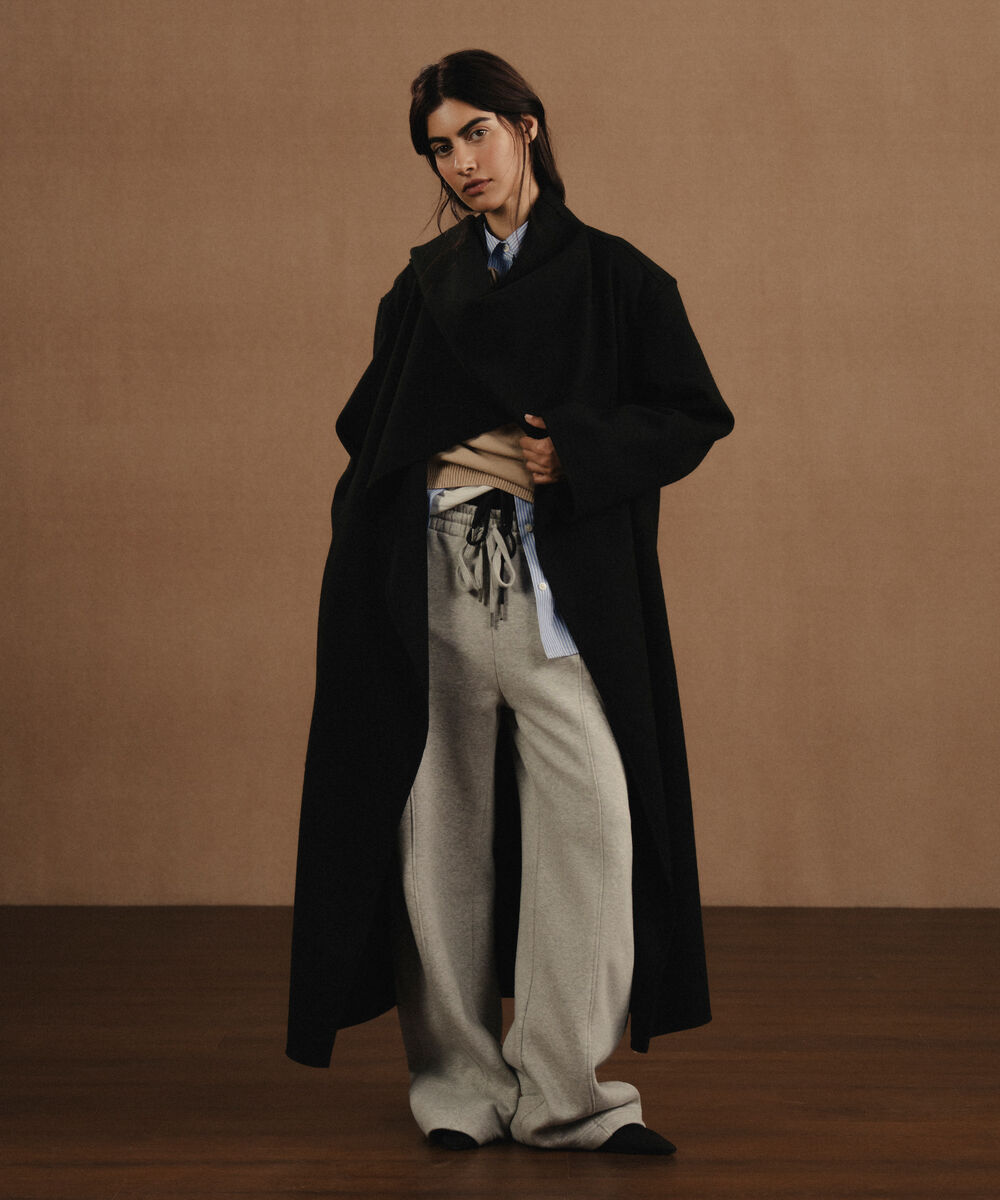 Women's Western Wear Black Long Coat With Scarf