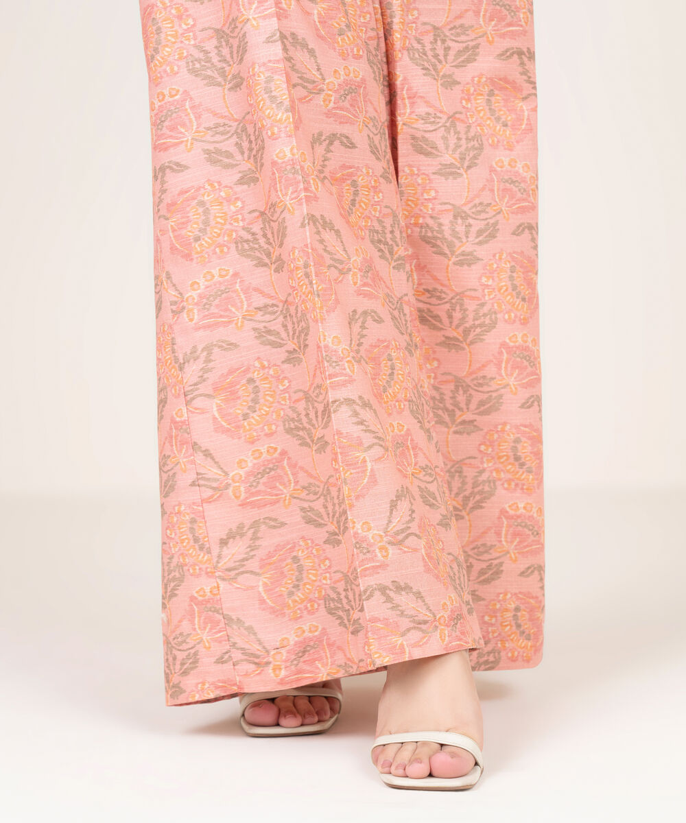 Women's RTW Light Khaddar Printed Pink Culottes