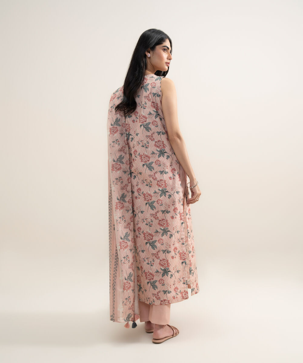 Women's Unstitched Lawn Printed Light Corel 3 Piece Suit