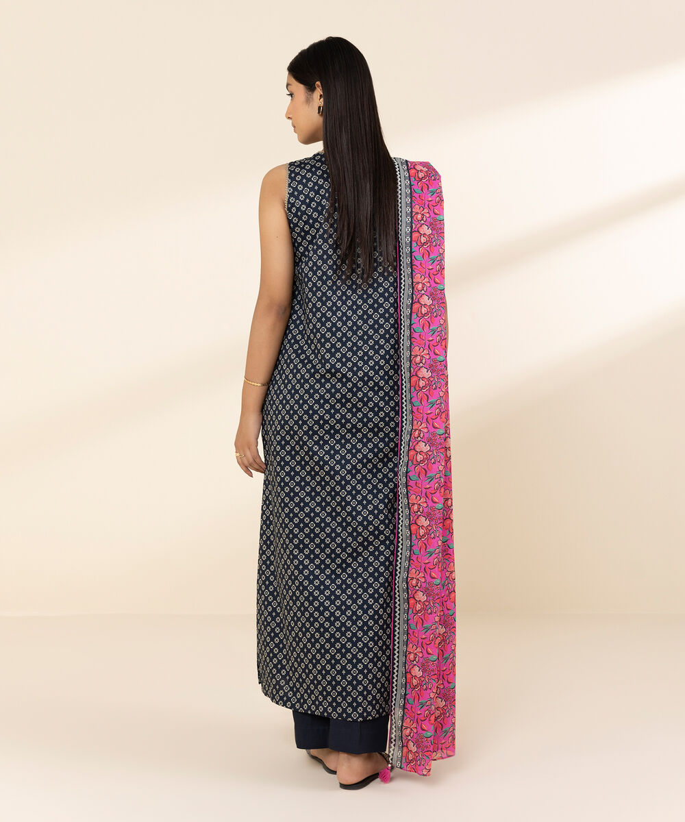 Women's Unstitched Lawn Printed Black 3 Piece Suit