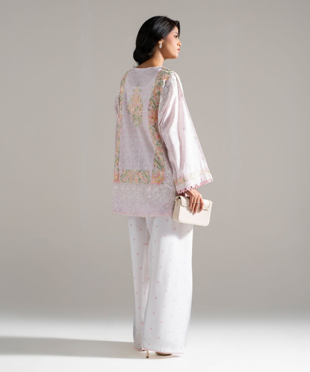 Women's RTW Lawn Embroidered White 2 Piece Suit