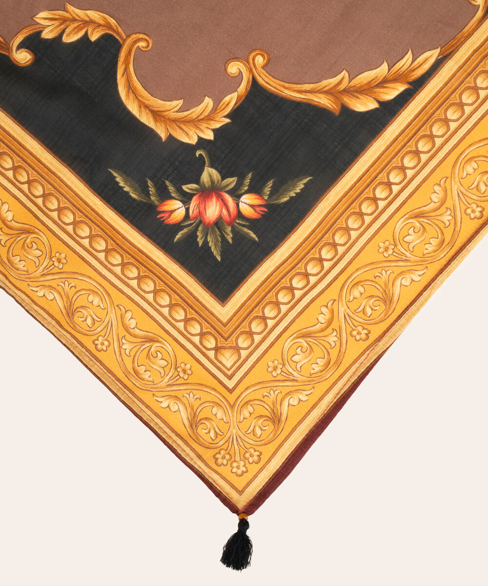 Textured Voile Printed Brown Dupatta