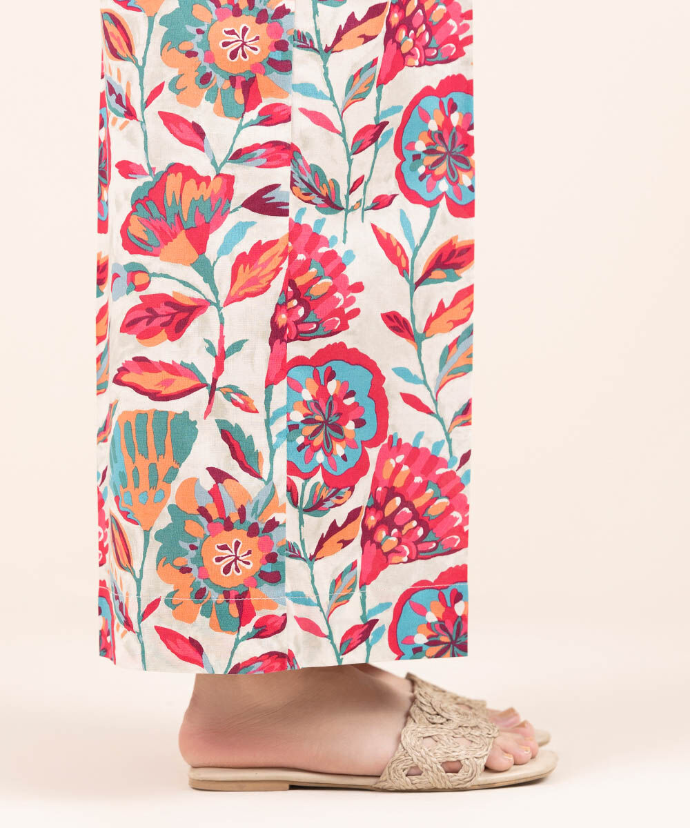 Women's Pret Cambric Off White Printed Culottes