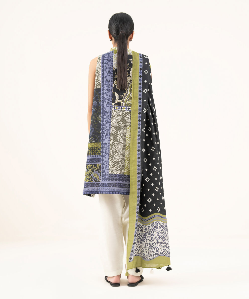 Women's Unstitched Light Khaddar Printed Multi 2 Piece Suit