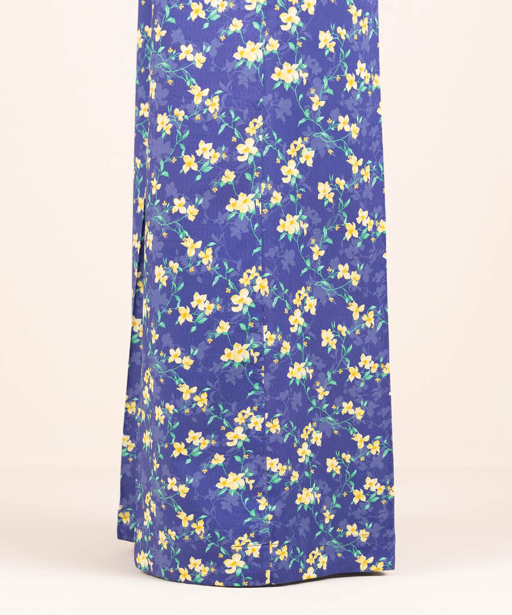 Woman - Purple Printed Cotton Flared Pants