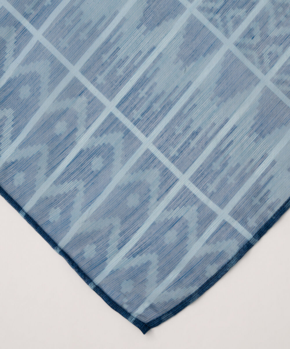 Blended Textured Karandi Printed Blue Dupatta