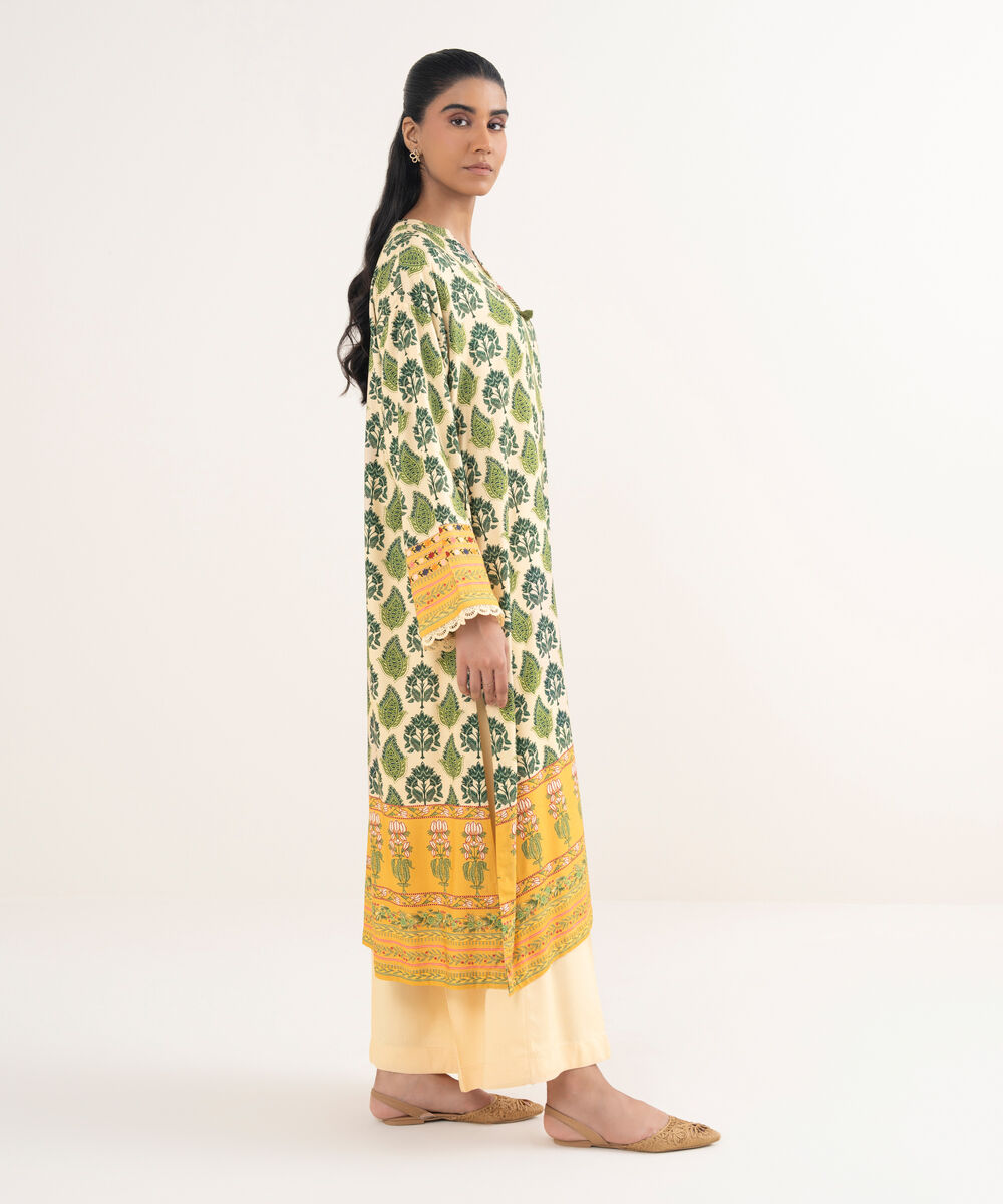 Women's RTW Viscose Linen Printed Multi Drop Shoulder Shirt