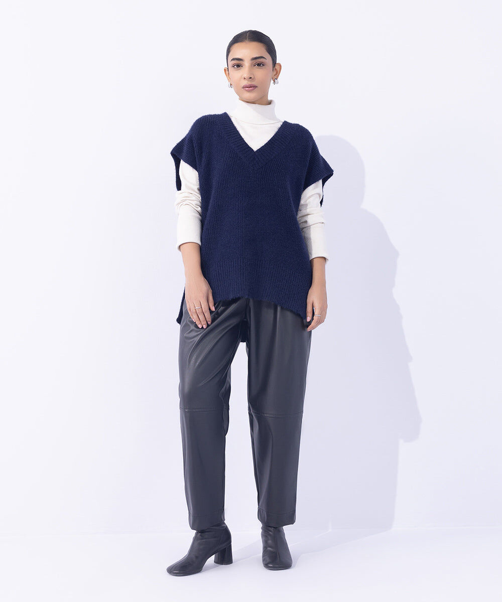 Woman - Blue Loose-Fit Sleeveless Sweater