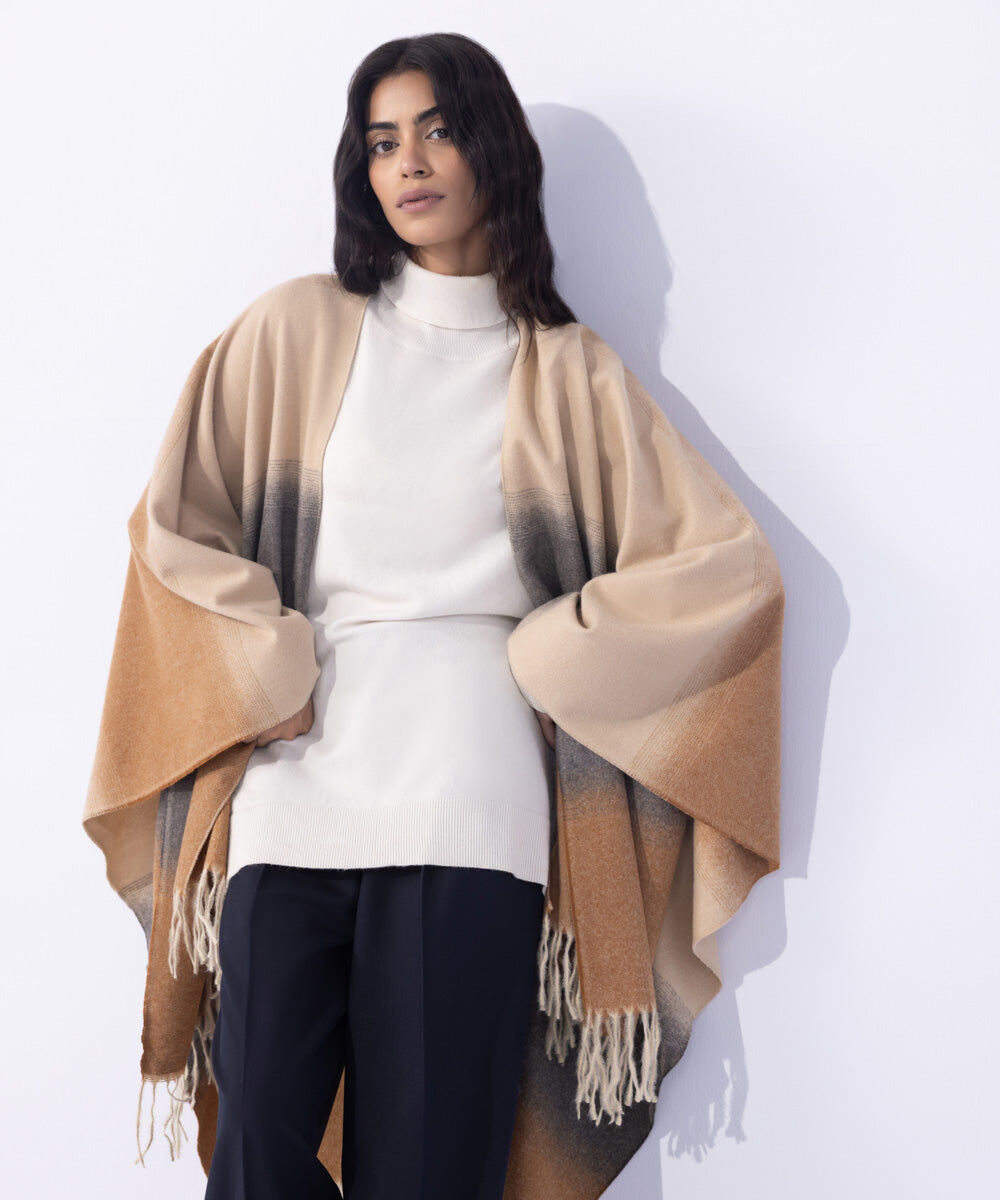 Woman - Beige Cape Shawl